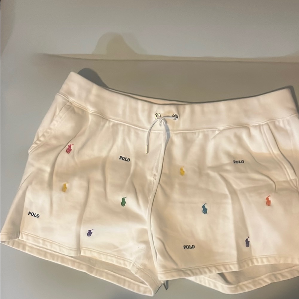 Polo by Ralph Lauren White Athletic Shorts with Drawstring Waist